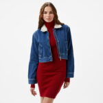 Calvin Klein Jeans Denim Zip Sherpa Kadın Mavi Ceket