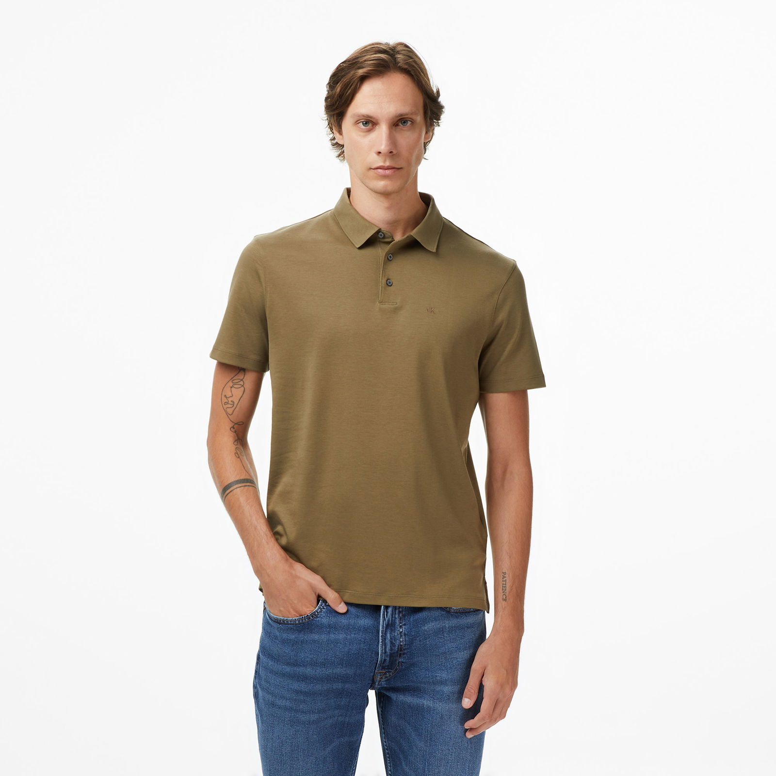 Ea26Ed0F-3Ab1-4E8A-8811-A5Debef0F183_Size2000X2000_Cropcenter Calvin Klein Supima Chest Erkek Sarı Polo