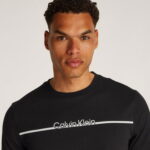 Calvin Klein Split Line Logo Erkek Siyah T-Shirt