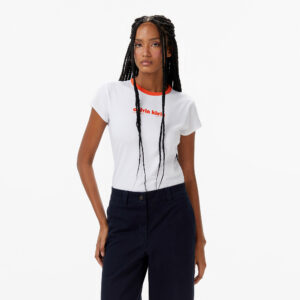 Calvin Klein Retro Logo Graphic Kadın Beyaz T-Shirt