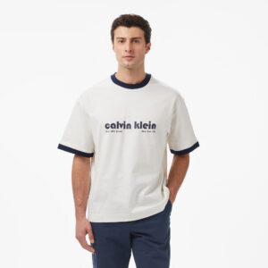 Calvin Klein Retro Logo Ringer Erkek Haki T-Shirt