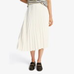 Tommy Hilfiger Fluid Pleated Pull On Midi Kadın Krem Rengi Etek