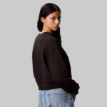 Calvin Klein Cropped Badge Logo Kadın Siyah Sweatshirt