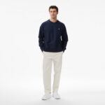Calvin Klein Premium Terry Monogram Erkek Mavi Sweatshirt